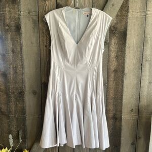 Rebecca Taylor Euro Chic Fit & Flare V Neck Mini Dress Minimalist Luxury Size 6